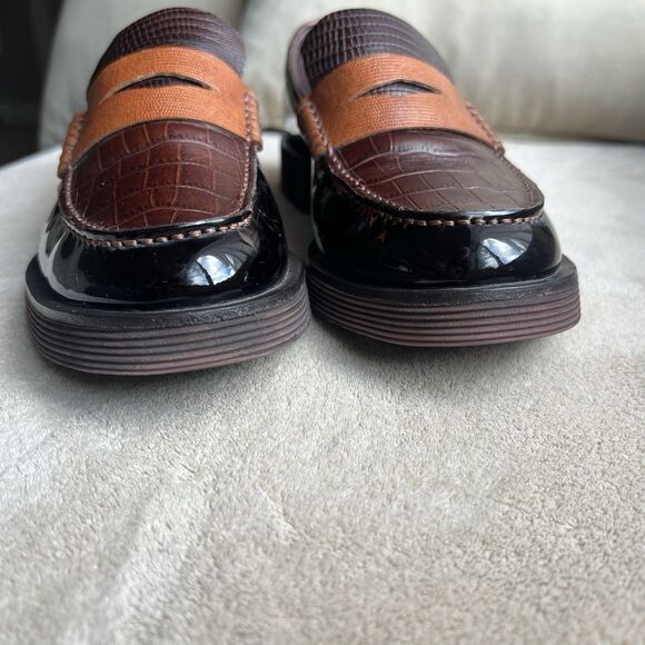 Jeffrey Campbell Lenna Brown Patent & Croc Embossed Leather Penny Loafer Women 6 - Picture 10 of 16